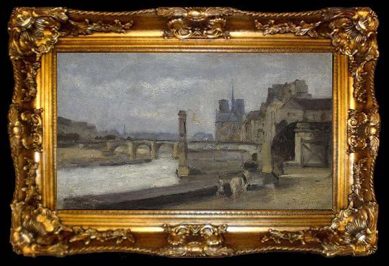 framed  Stanislas lepine The Pont de la Tournelle, Paris, ta009-2